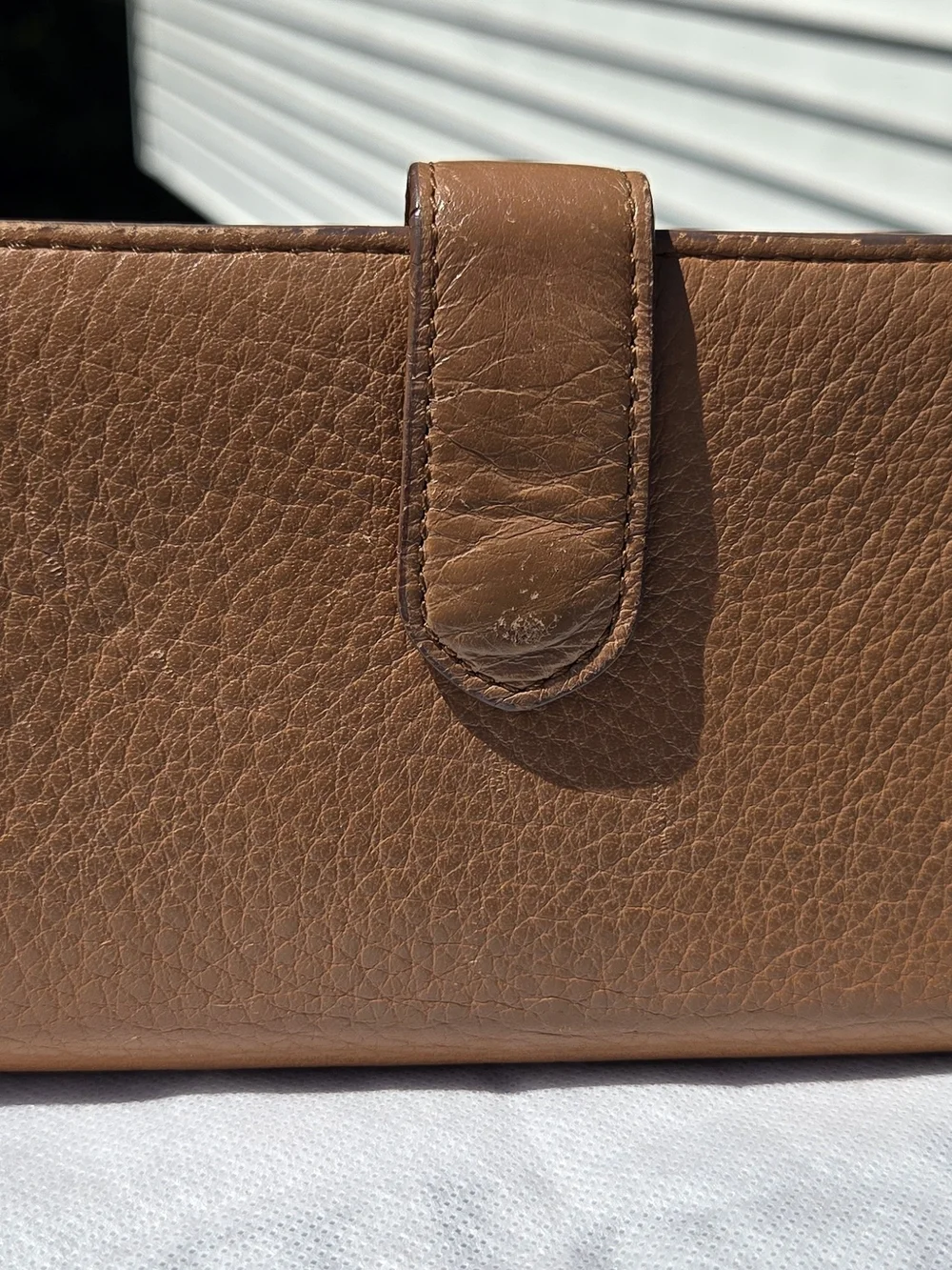 GUC Cole Haan Brown Pebbled Leather Wallet Clutch with Silver Logo